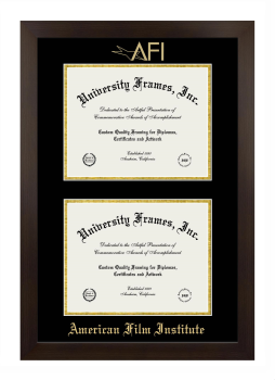 American Film Institute Double Degree (Stacked) Frame in Manhattan Espresso with Black & Gold Mats for document: 8 1/2"h x 11"w  , document: 8 1/2"h x 11"w  