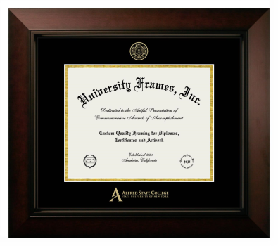 Alfred State (SUNY) Diploma Frame in Legacy Black Cherry with Black & Gold Mats for DOCUMENT: 8 1/2"H X 11"W  