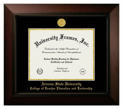 Arizona State University College of Teacher Education and Leadership Diploma Frame in Legacy Black Cherry with Black & Gold Mats for DOCUMENT: 8 1/2"H X 11"W  