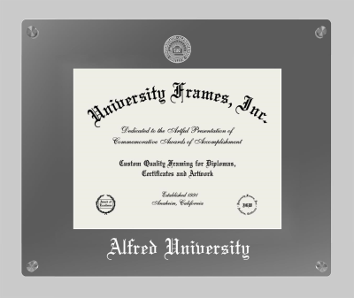 Alfred University Lucent Clear-over-Smoke Frame in Lucent Smoke Moulding with Lucent Smoke Mat for DOCUMENT: 8 1/2"H X 11"W  