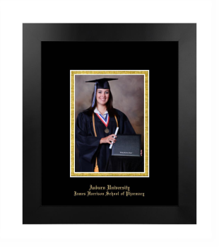 Auburn University James Harrison School of Pharmacy 5x7 Portrait Frame in Manhattan Black with Black & Gold Mats