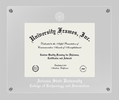 Arizona State University College of Technology and Innovation Lucent Clear-over-Clear Frame in Lucent Clear Moulding with Lucent Clear Mat for DOCUMENT: 8 1/2"H X 11"W  