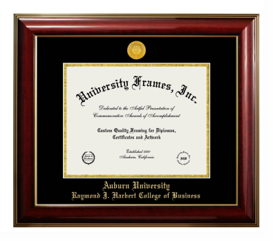 Auburn University Raymond J. Harbert College of Business Diploma Frame in Classic Mahogany with Gold Trim with Black & Gold Mats for document: 8 1/2"h x 11"w  