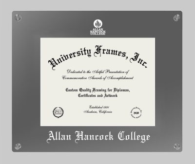 Allan Hancock College Lucent Clear-over-Smoke Frame in Lucent Smoke Moulding with Lucent Smoke Mat for DOCUMENT: 8 1/2"H X 11"W  