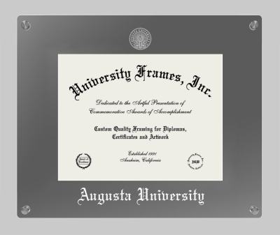 Augusta University Lucent Clear-over-Smoke Frame in Lucent Smoke Moulding with Lucent Smoke Mat for DOCUMENT: 8 1/2"H X 11"W  