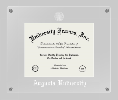 Augusta University Lucent Clear-over-Clear Frame in Lucent Clear Moulding with Lucent Clear Mat for DOCUMENT: 8 1/2"H X 11"W  