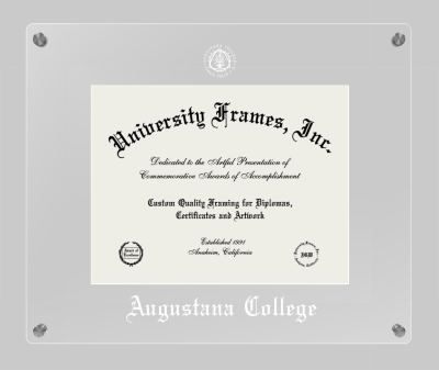 Augustana College (Sioux Falls, SD) Lucent Clear-over-Clear Frame in Lucent Clear Moulding with Lucent Clear Mat for DOCUMENT: 8 1/2"H X 11"W  