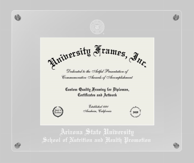 Arizona State University School of Nutrition and Health Promotion Lucent Clear-over-Clear Frame in Lucent Clear Moulding with Lucent Clear Mat for DOCUMENT: 8 1/2"H X 11"W  