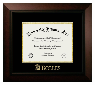 Bolles School Diploma Frame in Legacy Black Cherry with Black & Gold Mats for document: 8 1/2"h x 11"w  