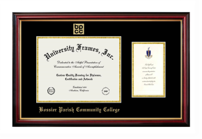 Bossier Parish Community College Diploma with Announcement Frame in Petite Mahogany with Gold Trim with Black & Gold Mats for document: 8 1/2"h x 11"w  , diploma: 7"h x 4"w  