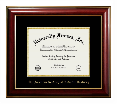 American Academy of Pediatric Dentistry Diploma Frame in Classic Mahogany with Gold Trim with Black & Gold Mats for DOCUMENT: 8 1/2"H X 11"W  
