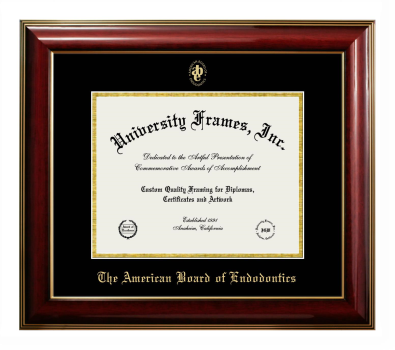 American Board of Endodontics Diploma Frame in Classic Mahogany with Gold Trim with Black & Gold Mats for document: 8 1/2"h x 11"w  