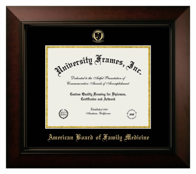 American Board of Family Medicine Diploma Frame in Legacy Black Cherry with Black & Gold Mats for DOCUMENT: 8 1/2"H X 11"W  