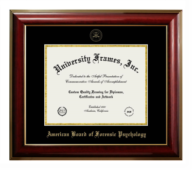 American Board of Forensic Psychology Diploma Frame in Classic Mahogany with Gold Trim with Black & Gold Mats for DOCUMENT: 8 1/2"H X 11"W  