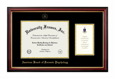 American Board of Forensic Psychology Diploma with Announcement Frame in Petite Mahogany with Gold Trim with Black & Gold Mats for DOCUMENT: 8 1/2"H X 11"W  ,  7"H X 4"W  