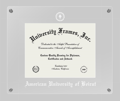 American University of Beirut Lucent Clear-over-Clear Frame in Lucent Clear Moulding with Lucent Clear Mat for DOCUMENT: 8 1/2"H X 11"W  