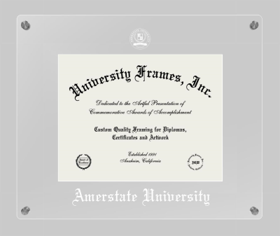 Amerstate University Lucent Clear-over-Clear Frame in Lucent Clear Moulding with Lucent Clear Mat for DOCUMENT: 8 1/2"H X 11"W  