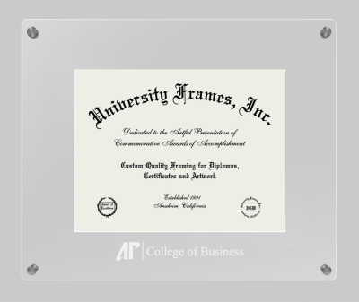 AP College of Business Lucent Clear-over-Clear Frame in Lucent Clear Moulding with Lucent Clear Mat for DOCUMENT: 8 1/2"H X 11"W  