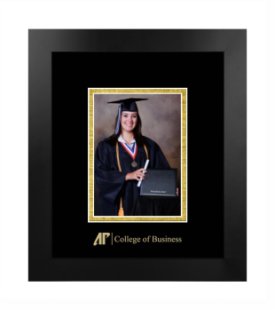 AP College of Business 5x7 Portrait Frame in Manhattan Black with Black & Gold Mats