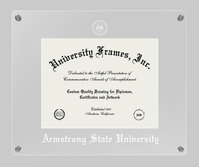 Armstrong State University Lucent Clear-over-Clear Frame in Lucent Clear Moulding with Lucent Clear Mat for DOCUMENT: 8 1/2"H X 11"W  