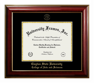 Clayton State University College of Arts and Sciences Diploma Frame in Classic Mahogany with Gold Trim with Black & Gold Mats for DOCUMENT: 8 1/2"H X 11"W  