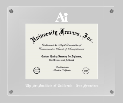 Art Institute of California-San Francisco Lucent Clear-over-Clear Frame in Lucent Clear Moulding with Lucent Clear Mat for document: 8 1/2"h x 11"w  