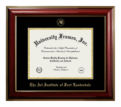 Art Institute of Fort Lauderdale Diploma Frame in Classic Mahogany with Gold Trim with Black & Gold Mats for document: 8 1/2"h x 11"w  