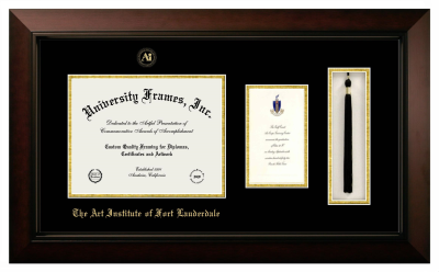 Art Institute of Fort Lauderdale Diploma with Announcement & Tassel Box Frame in Legacy Black Cherry with Black & Gold Mats for DOCUMENT: 8 1/2"H X 11"W  ,  7"H X 4"W  