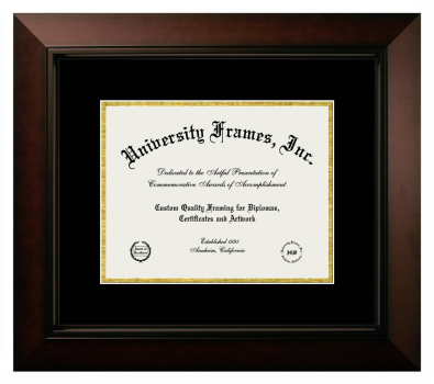 Art Institute of Portland Diploma Frame in Legacy Black Cherry with Black & Gold Mats for document: 8 1/2"h x 11"w  