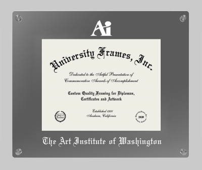 Art Institute of Washington Lucent Clear-over-Smoke Frame in Lucent Smoke Moulding with Lucent Smoke Mat for DOCUMENT: 8 1/2"H X 11"W  