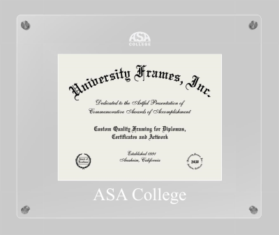 ASA College Lucent Clear-over-Clear Frame in Lucent Clear Moulding with Lucent Clear Mat for DOCUMENT: 8 1/2"H X 11"W  