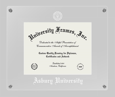 Asbury University Lucent Clear-over-Clear Frame in Lucent Clear Moulding with Lucent Clear Mat for DOCUMENT: 8 1/2"H X 11"W  