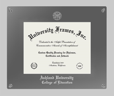 Ashland University College of Education Lucent Clear-over-Smoke Frame in Lucent Smoke Moulding with Lucent Smoke Mat for DOCUMENT: 8 1/2"H X 11"W  