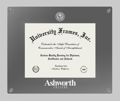 Ashworth College Lucent Clear-over-Smoke Frame in Lucent Smoke Moulding with Lucent Smoke Mat for DOCUMENT: 8 1/2"H X 11"W  
