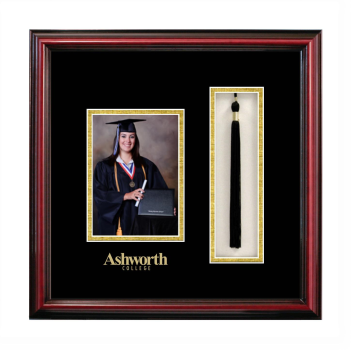 Ashworth College 5x7 Portrait with Tassel Box Frame in Petite Cherry with Black & Gold Mats
