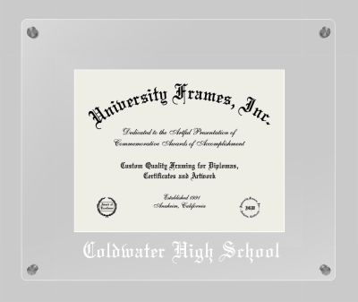 Coldwater High School Lucent Clear-over-Clear Frame in Lucent Clear Moulding with Lucent Clear Mat for document: 8 1/2"h x 11"w  