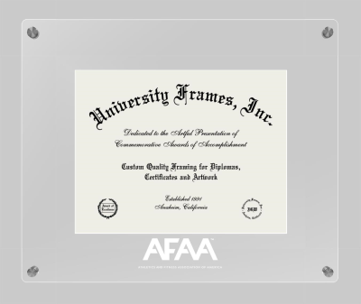 Athletics and Fitness Association of America Lucent Clear-over-Clear Frame in Lucent Clear Moulding with Lucent Clear Mat for DOCUMENT: 8 1/2"H X 11"W  
