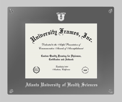 Atlanta University of Health Sciences Lucent Clear-over-Smoke Frame in Lucent Smoke Moulding with Lucent Smoke Mat for DOCUMENT: 8 1/2"H X 11"W  