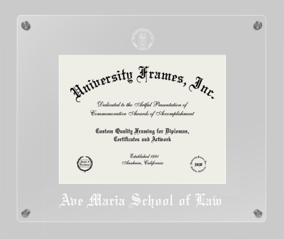 Ave Maria School of Law Lucent Clear-over-Clear Frame in Lucent Clear Moulding with Lucent Clear Mat for DOCUMENT: 8 1/2"H X 11"W  