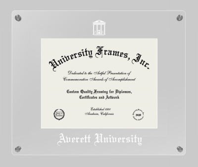 Averett University Lucent Clear-over-Clear Frame in Lucent Clear Moulding with Lucent Clear Mat for DOCUMENT: 8 1/2"H X 11"W  