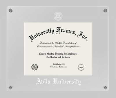 Avila University Lucent Clear-over-Clear Frame in Lucent Clear Moulding with Lucent Clear Mat for DOCUMENT: 8 1/2"H X 11"W  