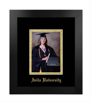Avila University 5x7 Portrait Frame in Manhattan Black with Black & Gold Mats