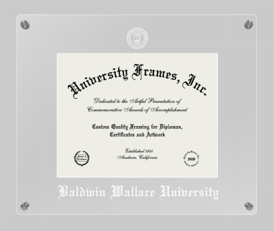 Baldwin Wallace University Lucent Clear-over-Clear Frame in Lucent Clear Moulding with Lucent Clear Mat for document: 8 1/2"h x 11"w  