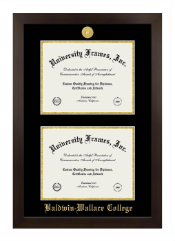 Baldwin-Wallace College Double Degree (Stacked) Frame in Manhattan Espresso with Black & Gold Mats for document: 8 1/2"h x 11"w  , document: 8 1/2"h x 11"w  