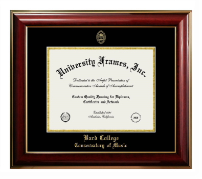 Bard College Conservatory of Music Diploma Frame in Classic Mahogany with Gold Trim with Black & Gold Mats for document: 8 1/2"h x 11"w  