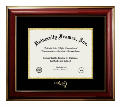 Barrow Neurological Institute Diploma Frame in Classic Mahogany with Gold Trim with Black & Gold Mats for DOCUMENT: 8 1/2"H X 11"W  