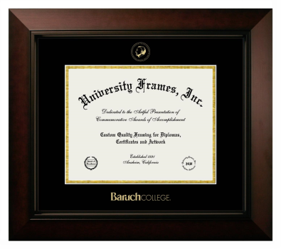 Baruch College Diploma Frame in Legacy Black Cherry with Black & Gold Mats for DOCUMENT: 8 1/2"H X 11"W  