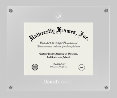Baruch College Lucent Clear-over-Clear Frame in Lucent Clear Moulding with Lucent Clear Mat for DOCUMENT: 8 1/2"H X 11"W  