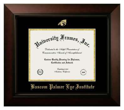 Bascom Palmer Eye Institute Diploma Frame in Legacy Black Cherry with Black & Gold Mats for DOCUMENT: 8 1/2"H X 11"W  