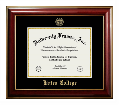 Bates College Diploma Frame in Classic Mahogany with Gold Trim with Black & Gold Mats for DOCUMENT: 8 1/2"H X 11"W  